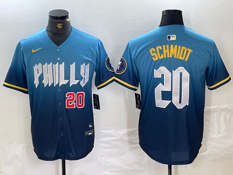 Men Philadelphia Phillies #20 Schmidt Blue City Edition Nike 2024 MLB Jersey style 3->san diego padres->MLB Jersey